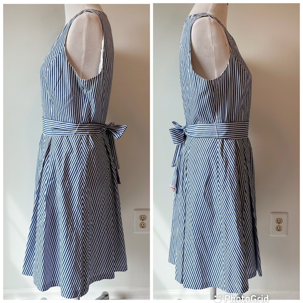 Pappagallo Blue White Fit & Flare Sleeveless Dress Nautical Preppy, size Medium - Picture 3 of 16